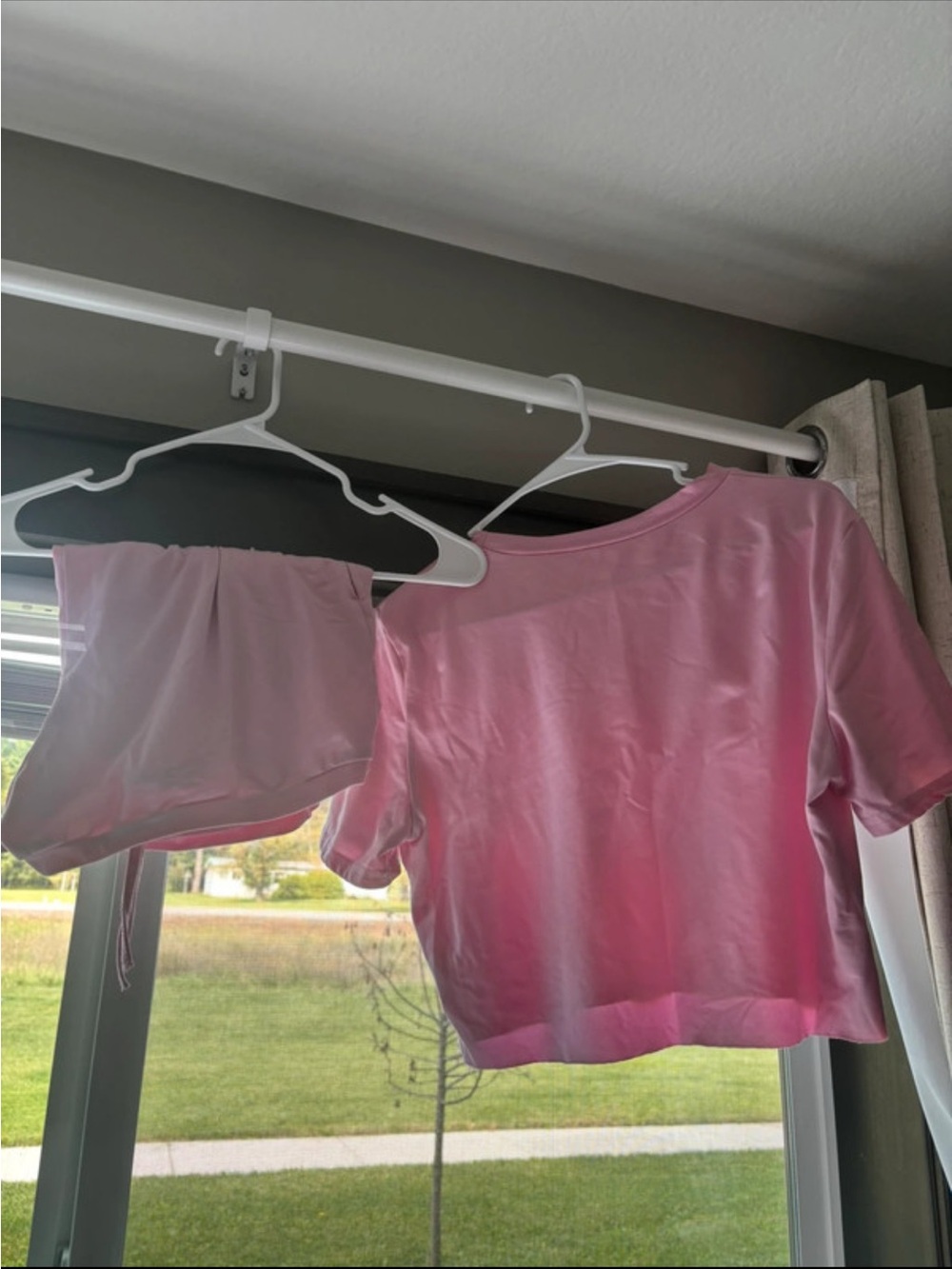 SHEIN Pink Short Sleeve Crop Top & Shorts Set